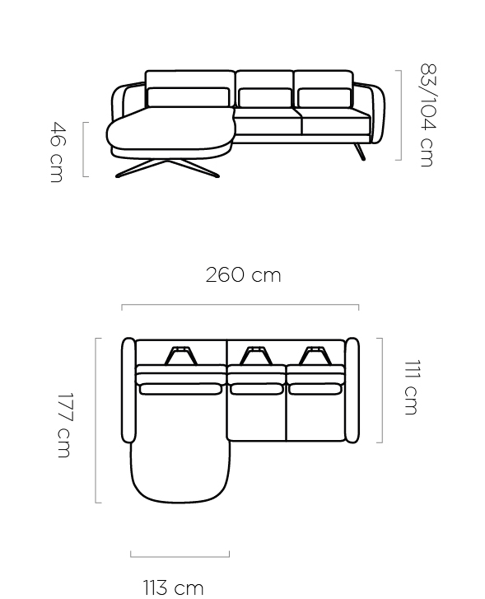 Ecksofa Ilusio Mini Abmessungen